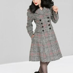 Hell Bunny Pascale Tartan Winter Coat Plus Size 18